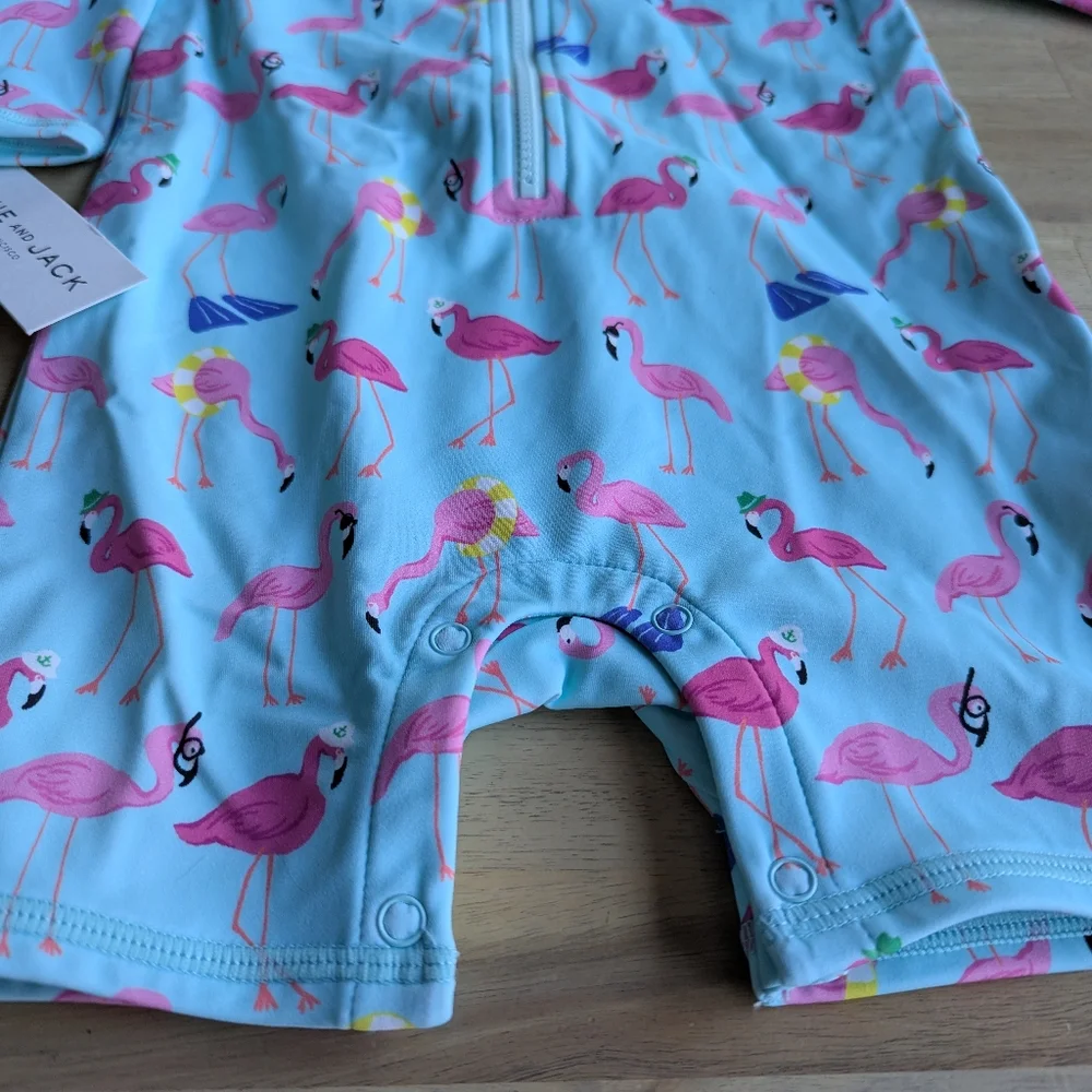 Janie & Jack Baby Recycled Flamingo Rash Guard‎ Swimsuit 18/24mo NWT!